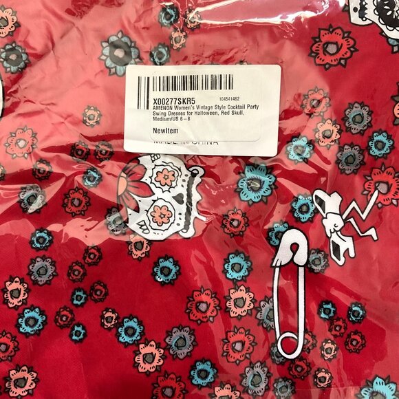 SUGAR SKULL RETRO ROCKABILLY FLORAL HALLOWEEN FESTIVAL COSPLAY PARTY SWING DRESS - Picture 13 of 13